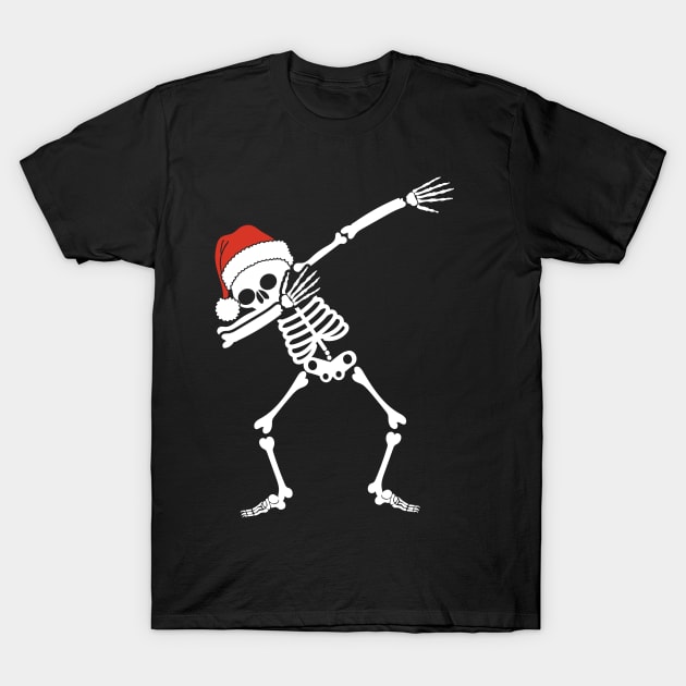 Dabbing Skeleton With Santa Hat T-Shirt by Hobbybox